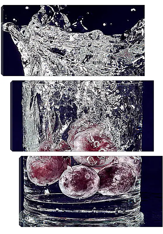 Модульная картина - Красный виноград и всплеск воды
