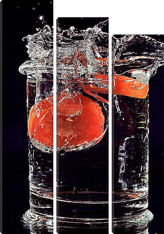 Модульная картина - Помидор в стакане воды