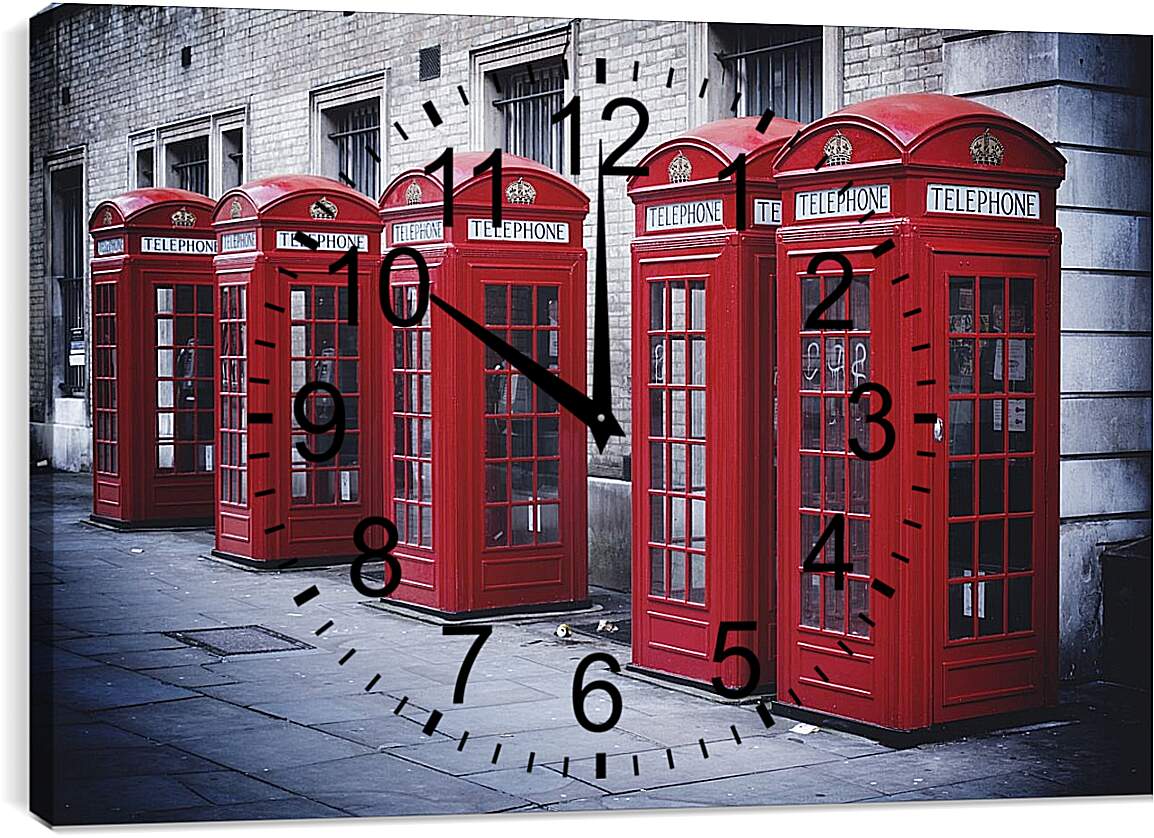 Часы картина - Красные телефонные будки
