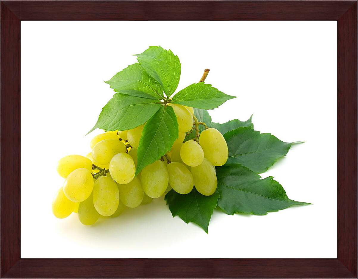 Картина в раме - Желтый виноград и листья