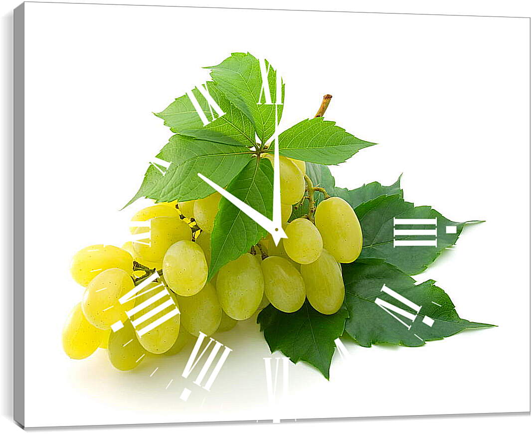 Часы картина - Желтый виноград и листья