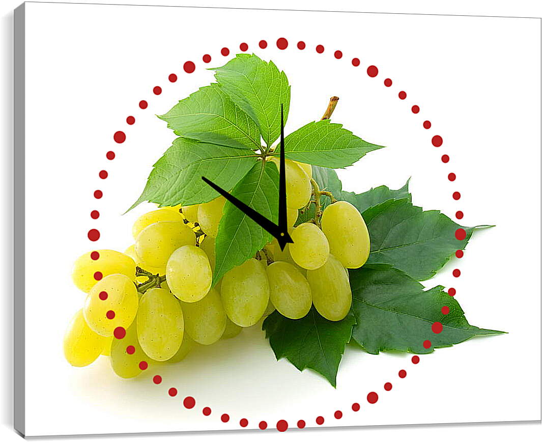 Часы картина - Желтый виноград и листья