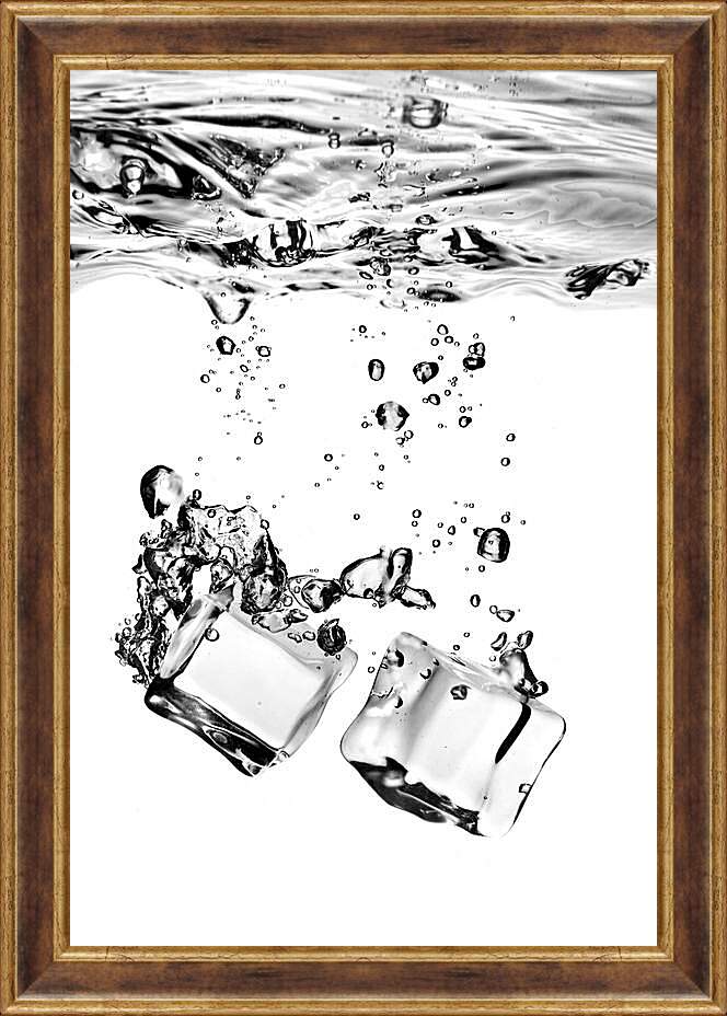 Картина в раме - Лед в пузырьках воды
