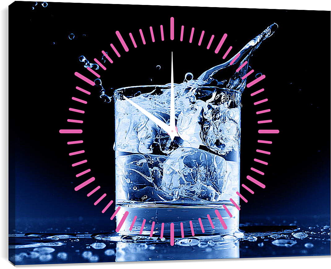 Часы картина - Стакан лед вода
