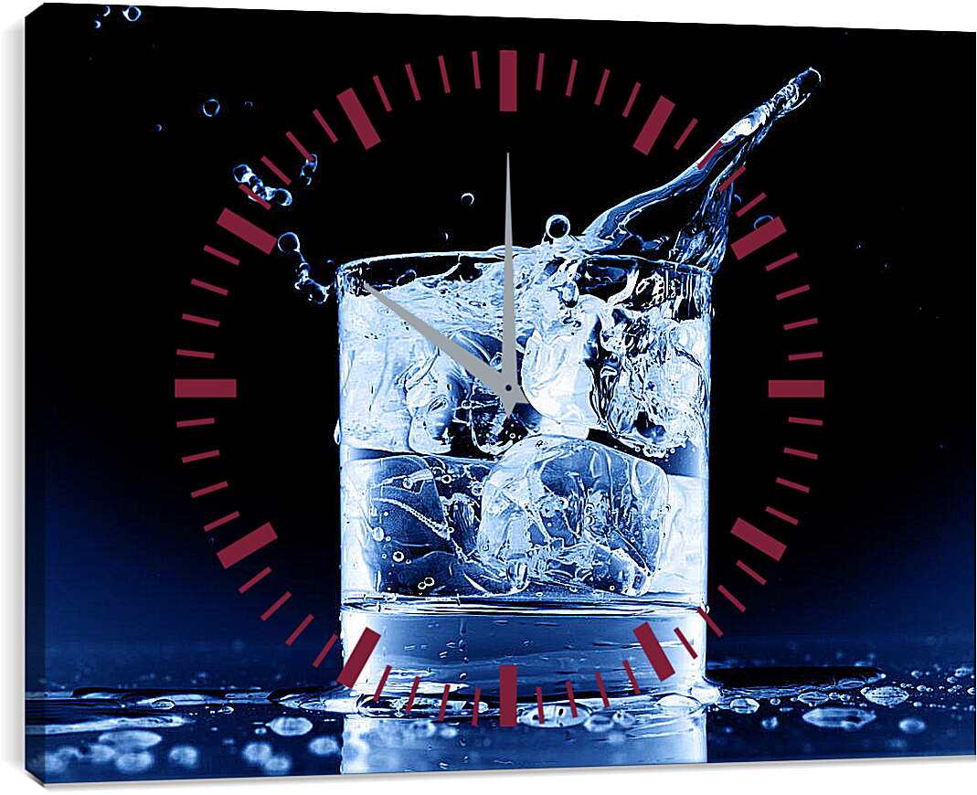 Часы картина - Стакан лед вода
