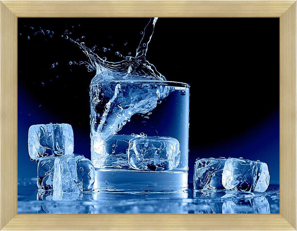 Картина в раме - Лед и брызги воды

