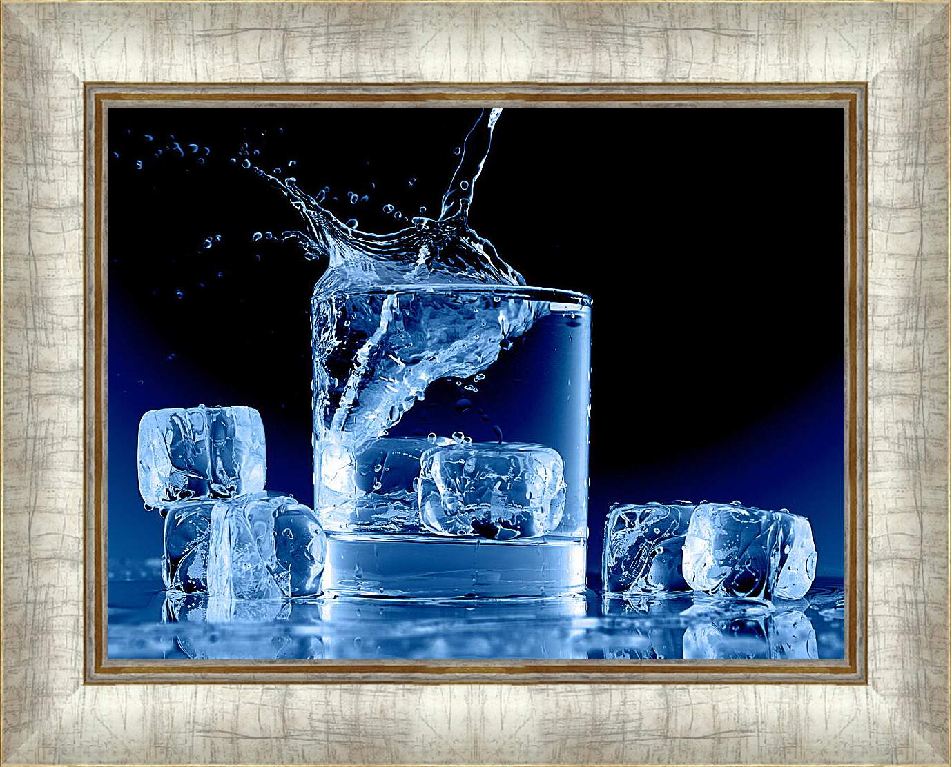 Картина в раме - Лед и брызги воды
