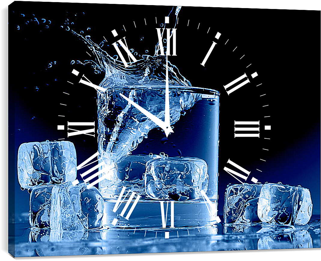 Часы картина - Лед и брызги воды
