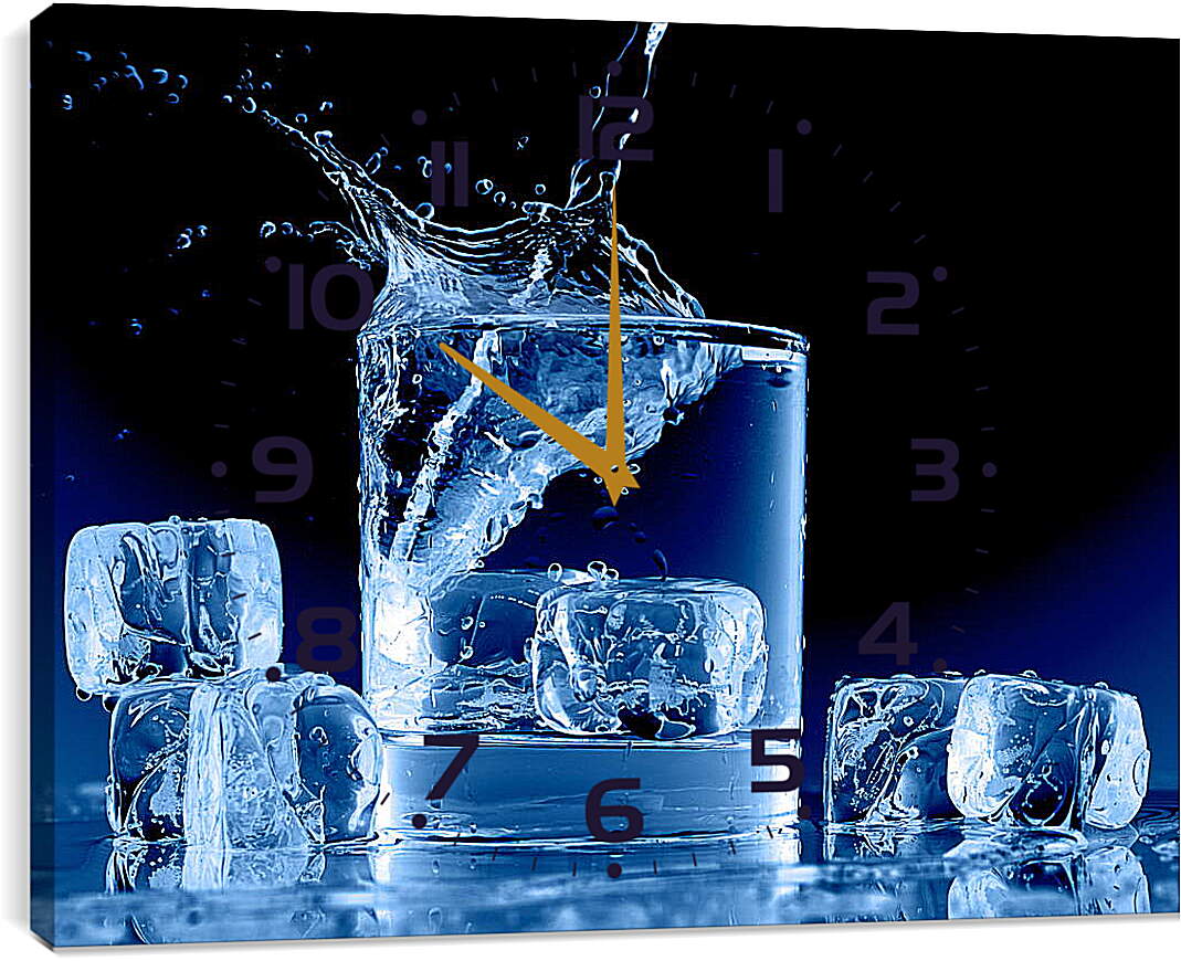 Часы картина - Лед и брызги воды
