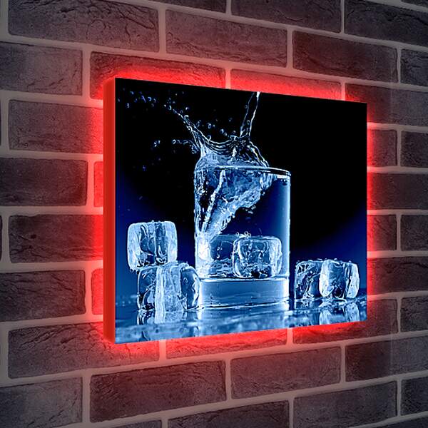 Лайтбокс световая панель - Лед и брызги воды
