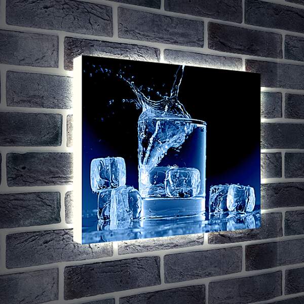 Лайтбокс световая панель - Лед и брызги воды
