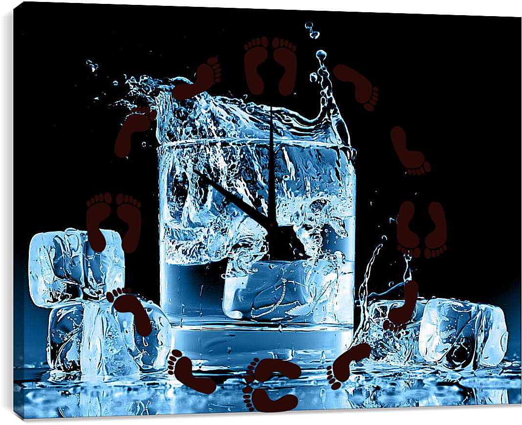 Часы картина - Кубики льда в воде
