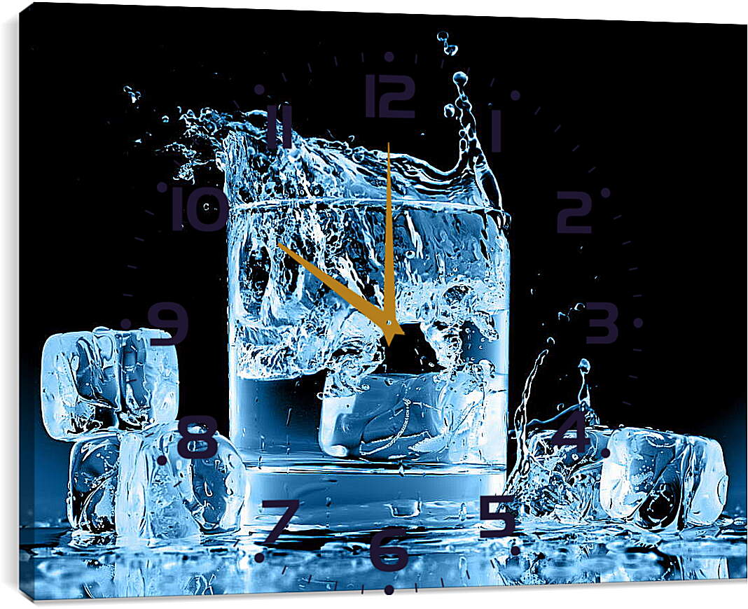Часы картина - Кубики льда в воде
