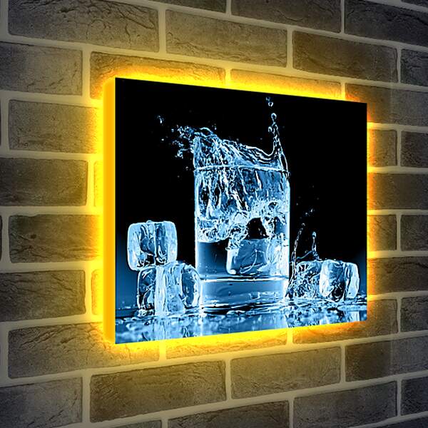 Лайтбокс световая панель - Кубики льда в воде

