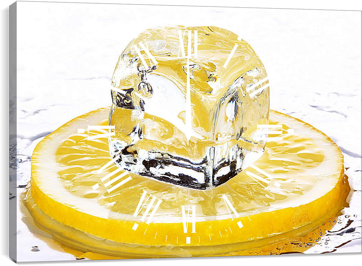 Часы картина - Кубик льда на лимоне