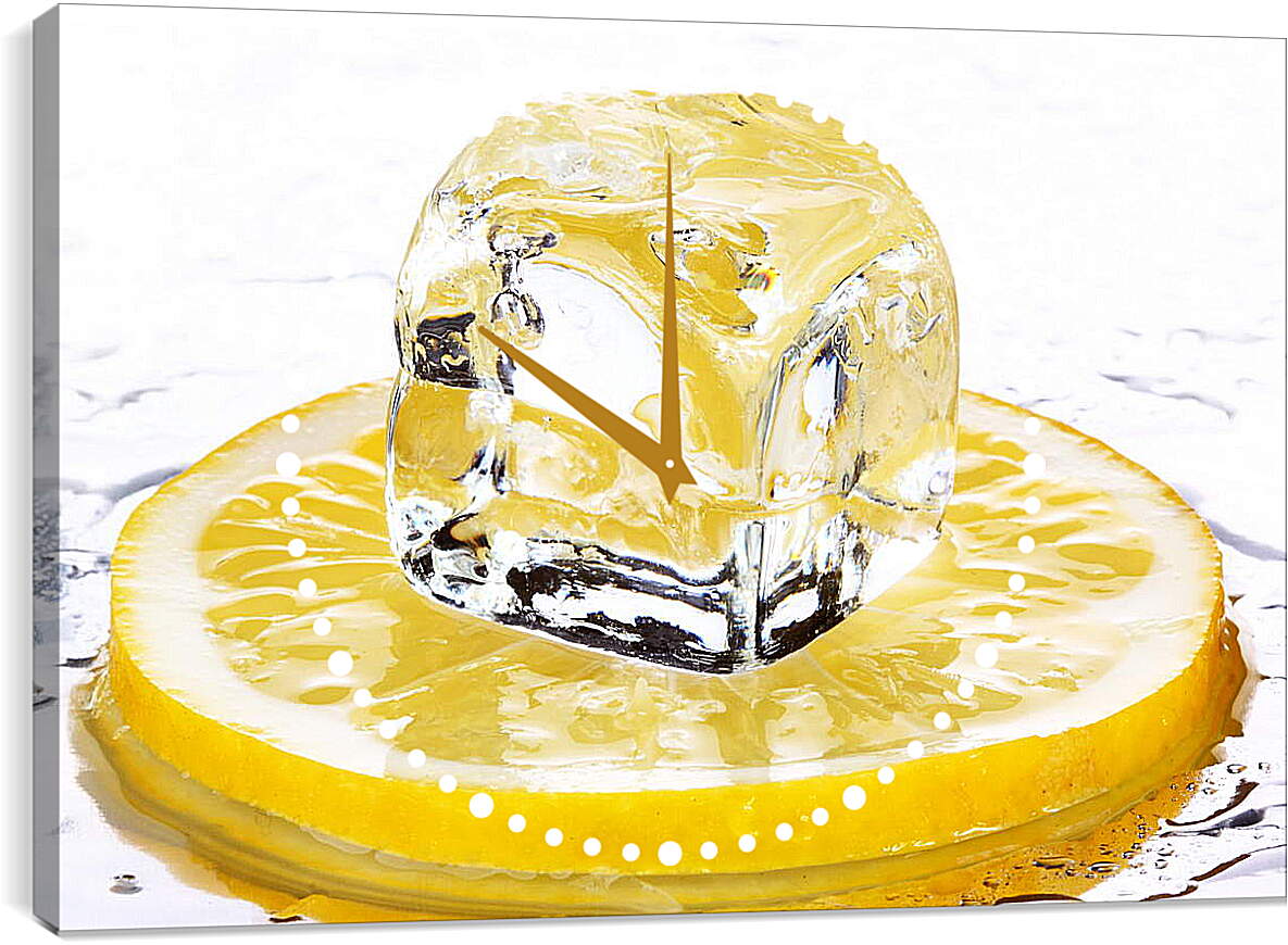 Часы картина - Кубик льда на лимоне