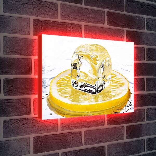Лайтбокс световая панель - Кубик льда на лимоне