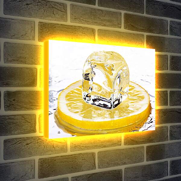 Лайтбокс световая панель - Кубик льда на лимоне