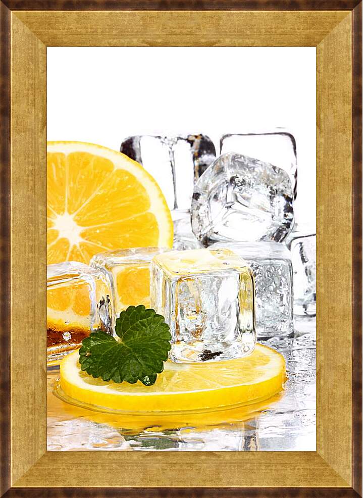 Картина в раме - Лед и лимон