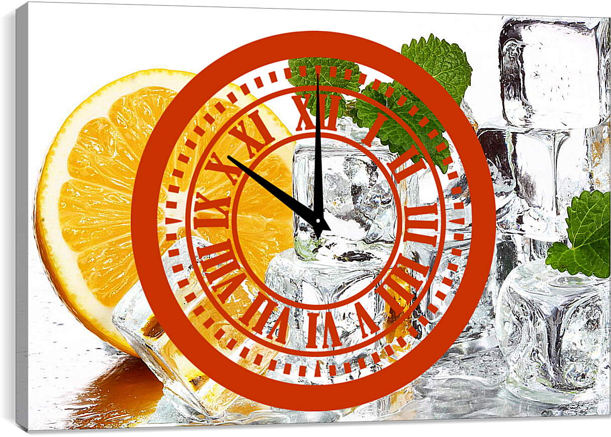 Часы картина - Апельсин, мята, лед