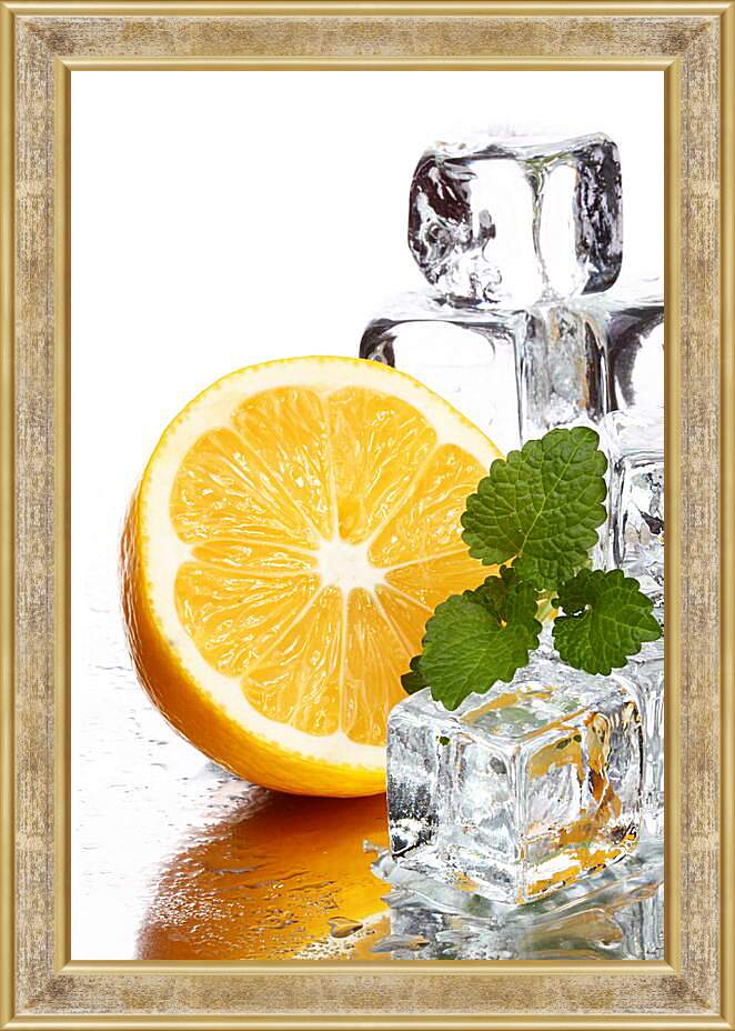 Картина в раме - Лед и апельсин