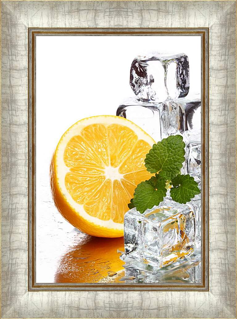 Картина в раме - Лед и апельсин