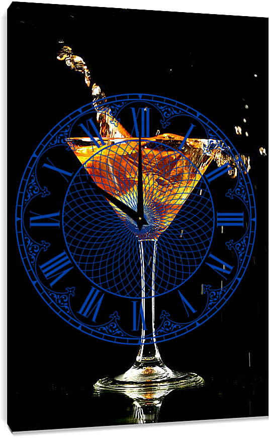 Часы картина - Всплеск в бокале мартини
