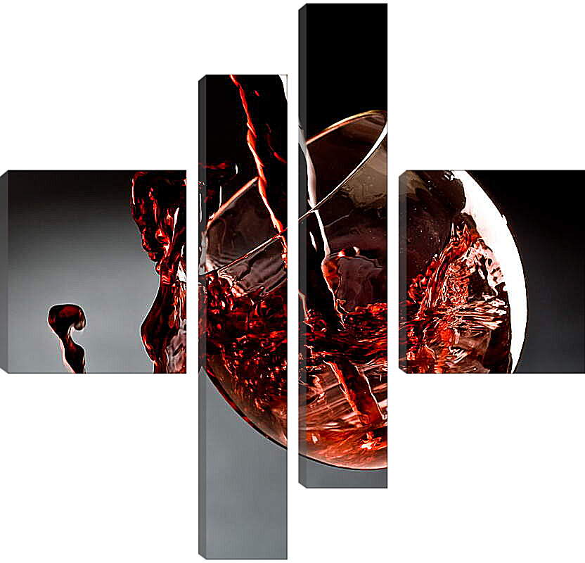 Модульная картина - Всплеск в бокале вина