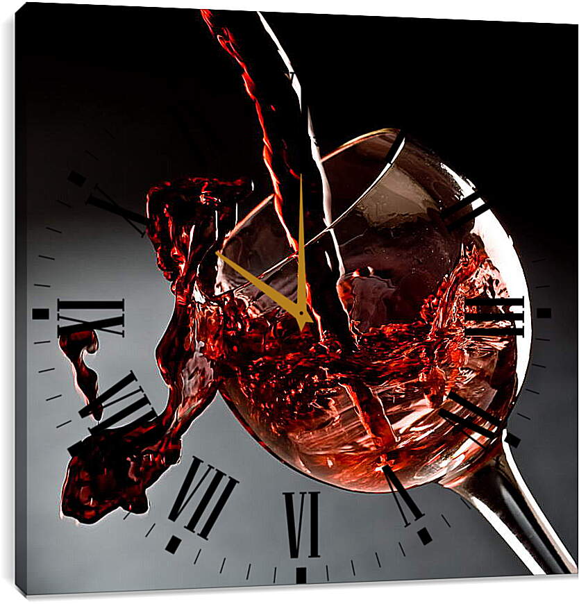 Часы картина - Всплеск в бокале вина