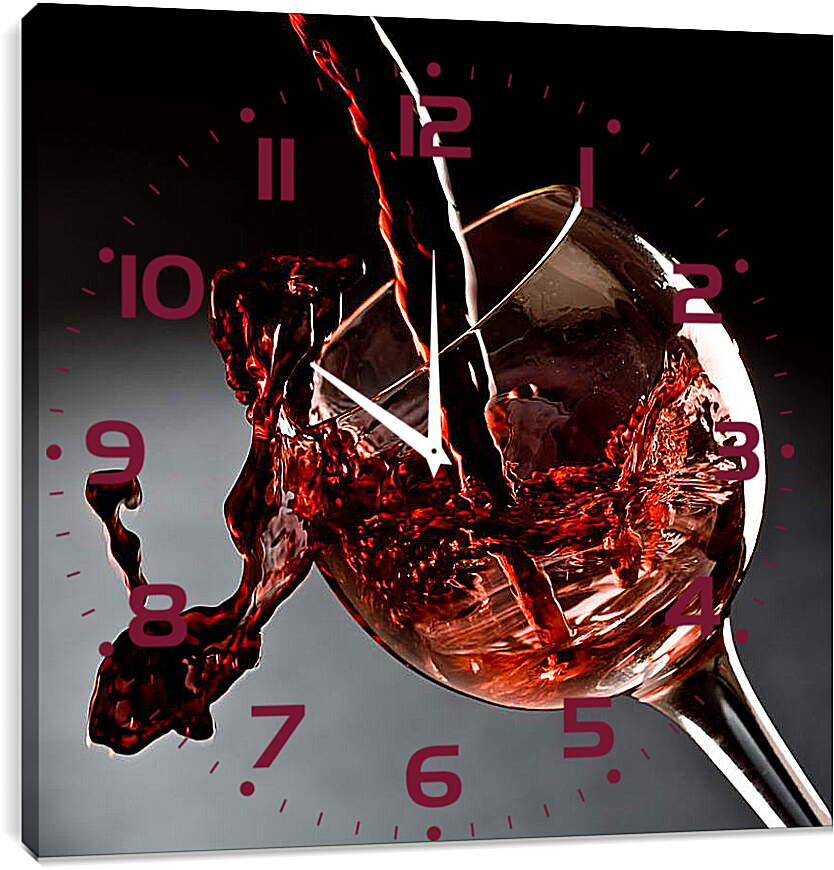 Часы картина - Всплеск в бокале вина