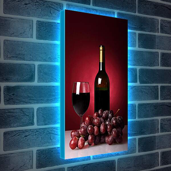 Лайтбокс световая панель - Бутылка красного вина и виноград