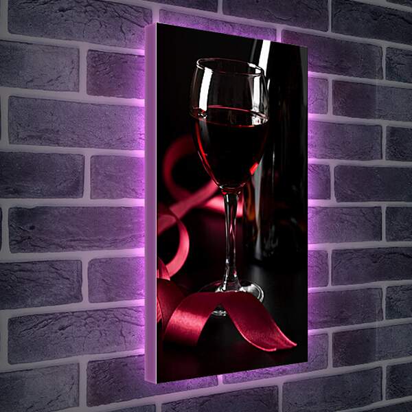 Лайтбокс световая панель - Красное вино, красная лента