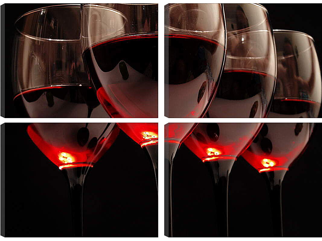 Модульная картина - Свет в бокалах вина