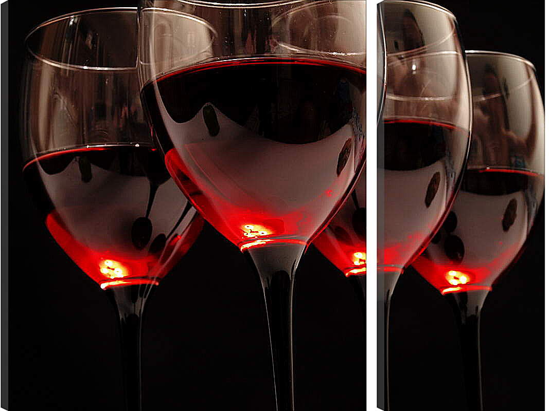 Модульная картина - Свет в бокалах вина