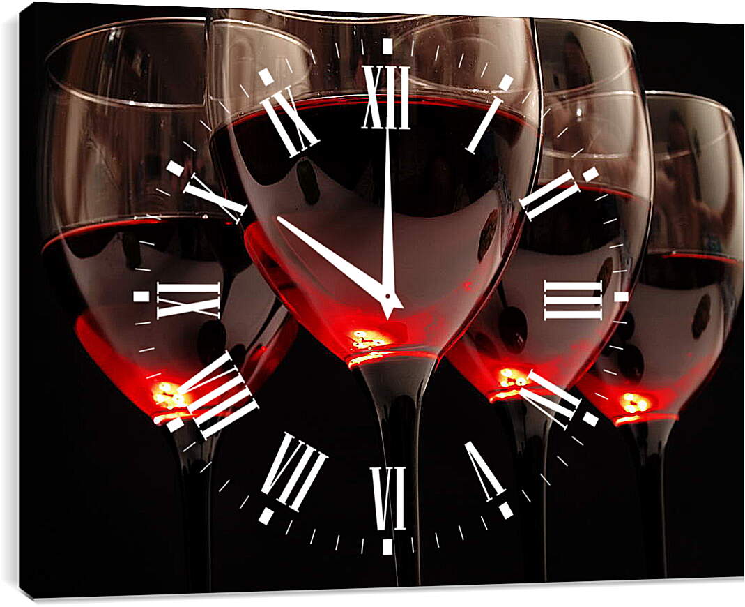 Часы картина - Свет в бокалах вина