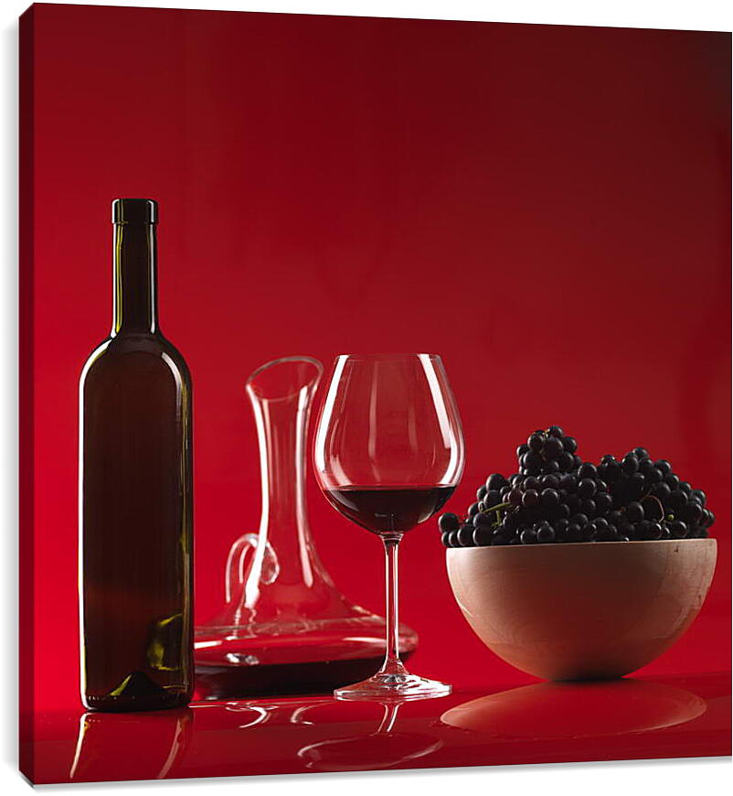 Постер и плакат - Вино на красном фоне