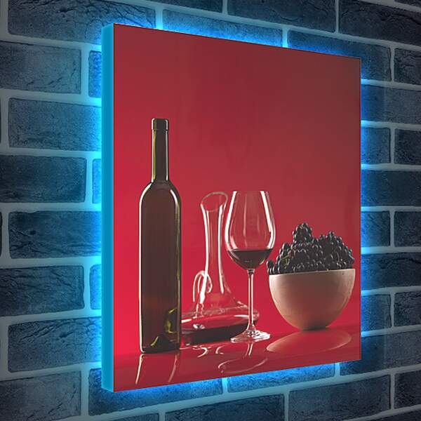Лайтбокс световая панель - Вино на красном фоне