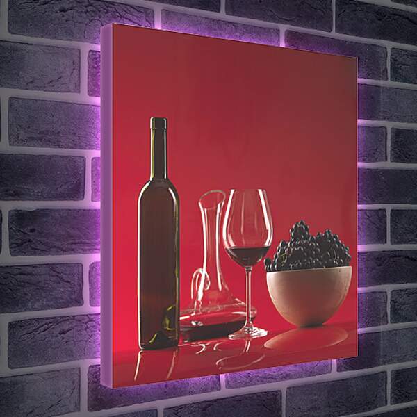 Лайтбокс световая панель - Вино на красном фоне