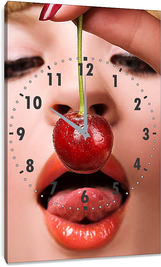 Часы картина - Девушка и вишня
