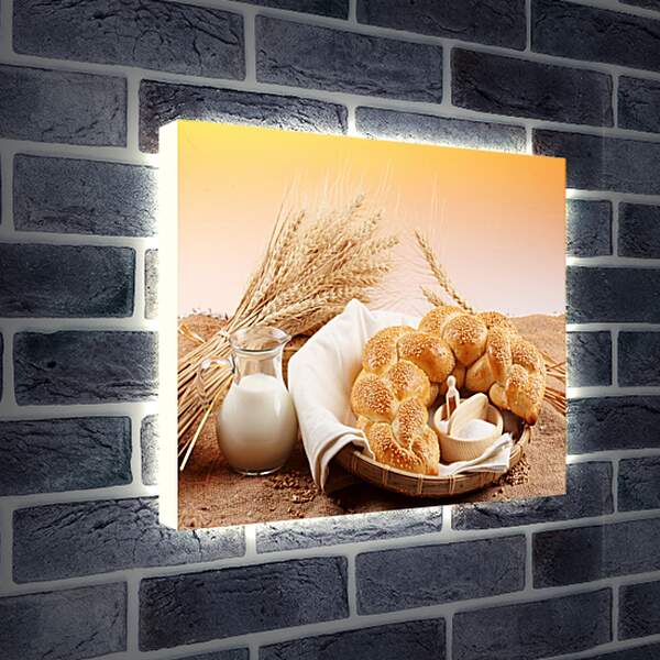 Лайтбокс световая панель - Молоко, хлеб, пшеница