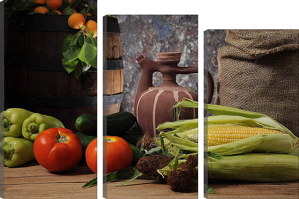 Модульная картина - Кукуруза и помидоры