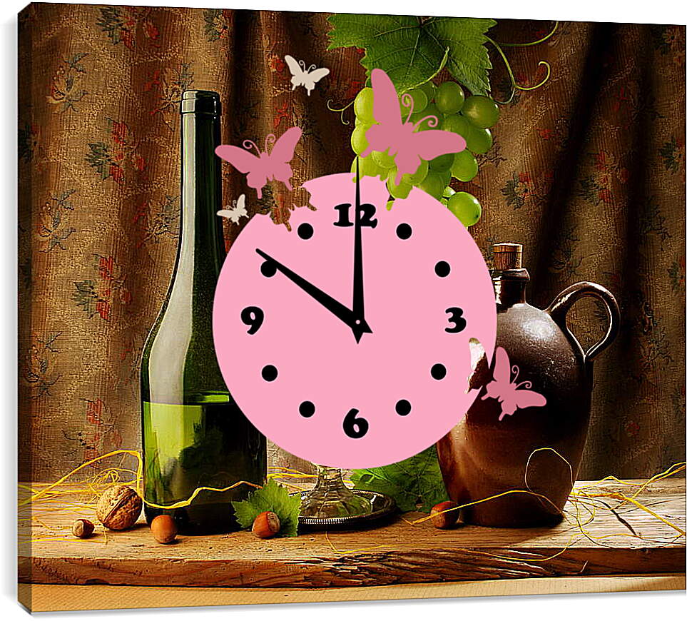 Часы картина - Натюрморт винный