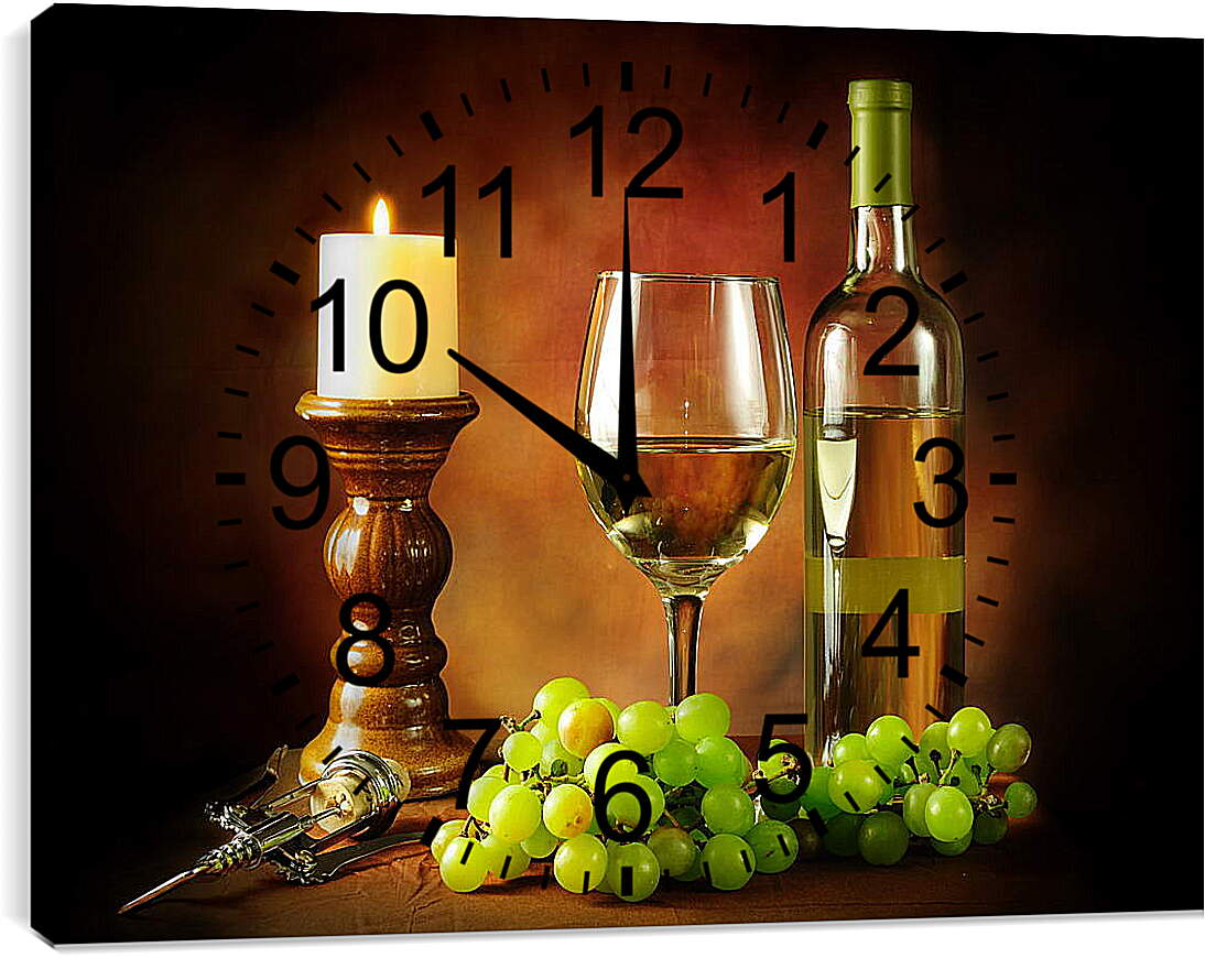 Часы картина - Вечер, вино, отдых
