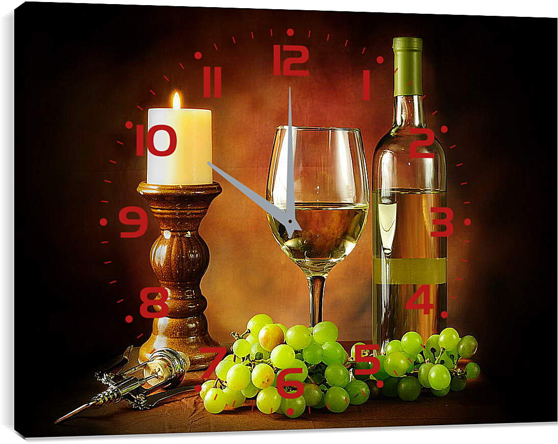 Часы картина - Вечер, вино, отдых