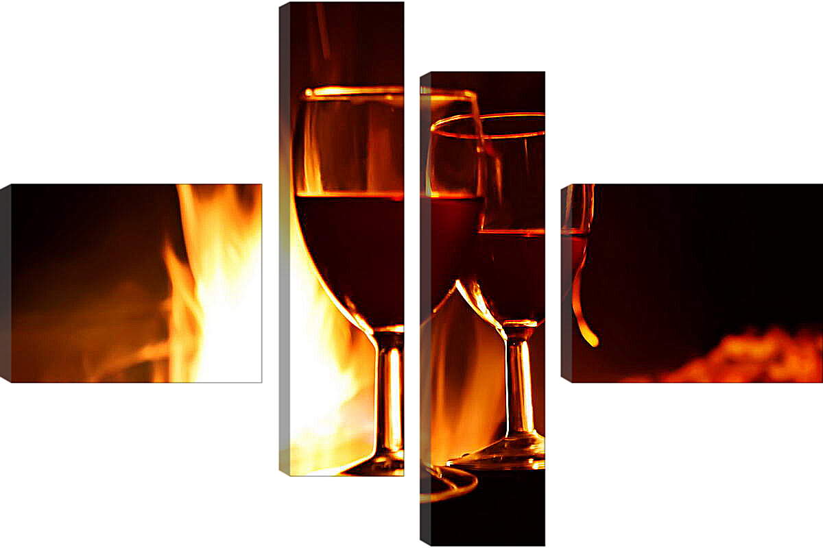 Модульная картина - Вино возле камина