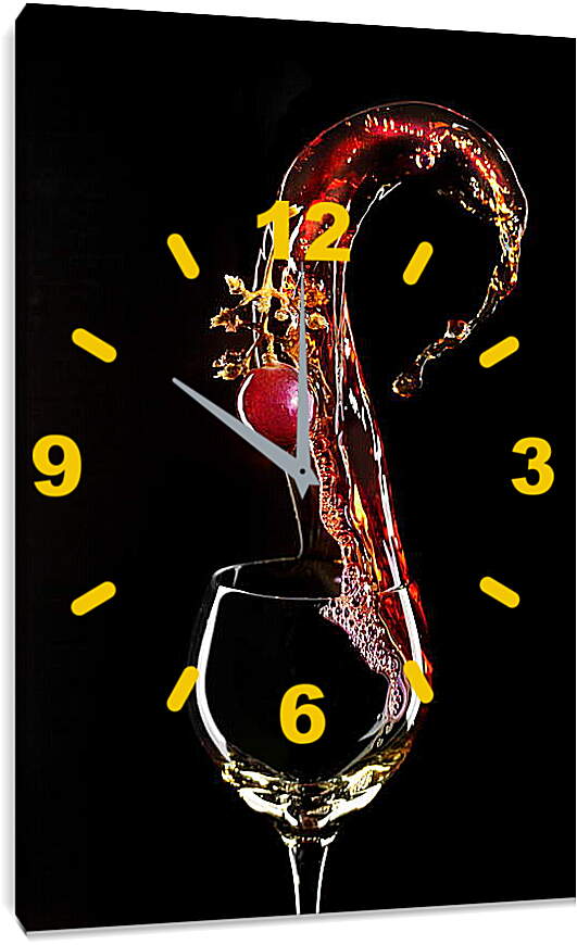 Часы картина - Всплеск воды и вишня