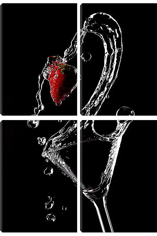 Модульная картина - Всплеск в бокале на черном фоне