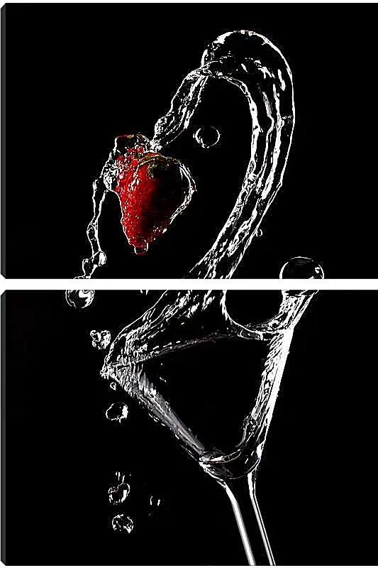 Модульная картина - Всплеск в бокале на черном фоне