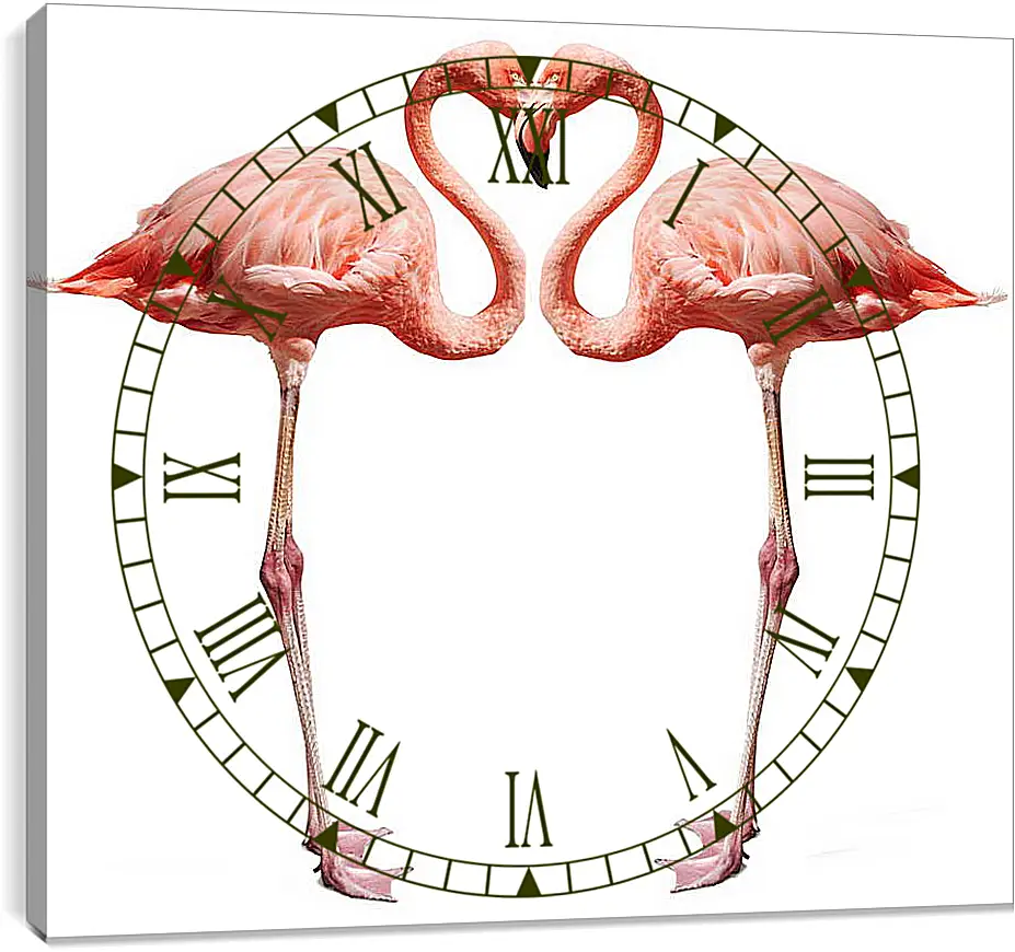Часы картина - Сердце фламинго
