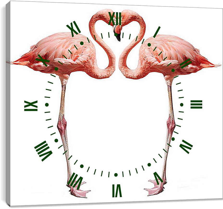 Часы картина - Сердце фламинго
